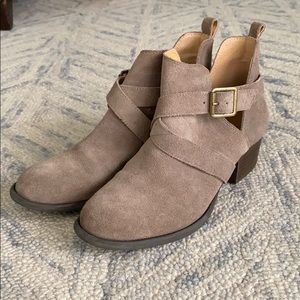 Taupe Strappy Ankle Boots